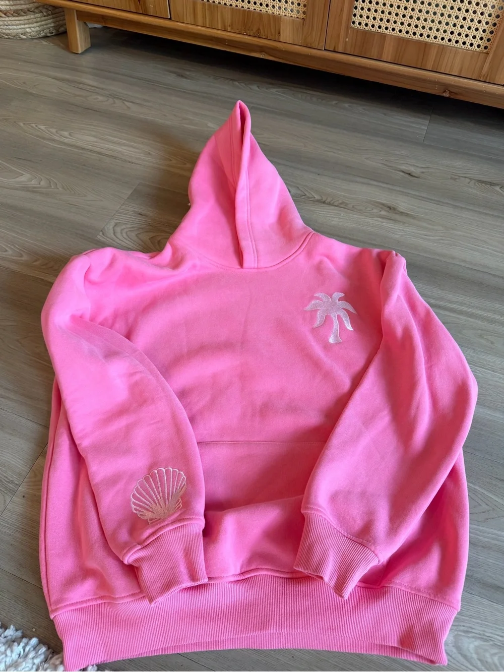 Pink Palm Tree & Shell Hoodie - Picture 1 of 2